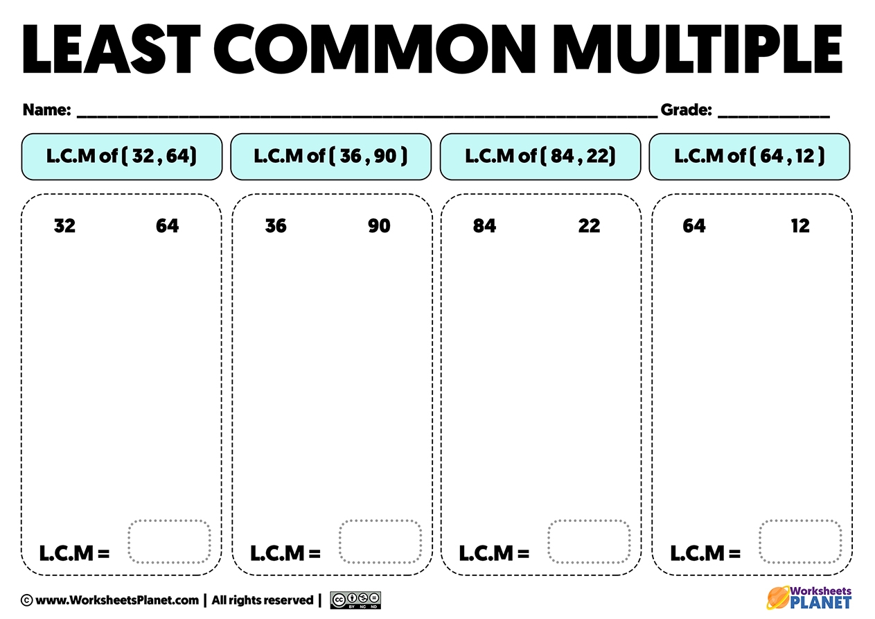 Least Common Multiple Worksheets Pdf
