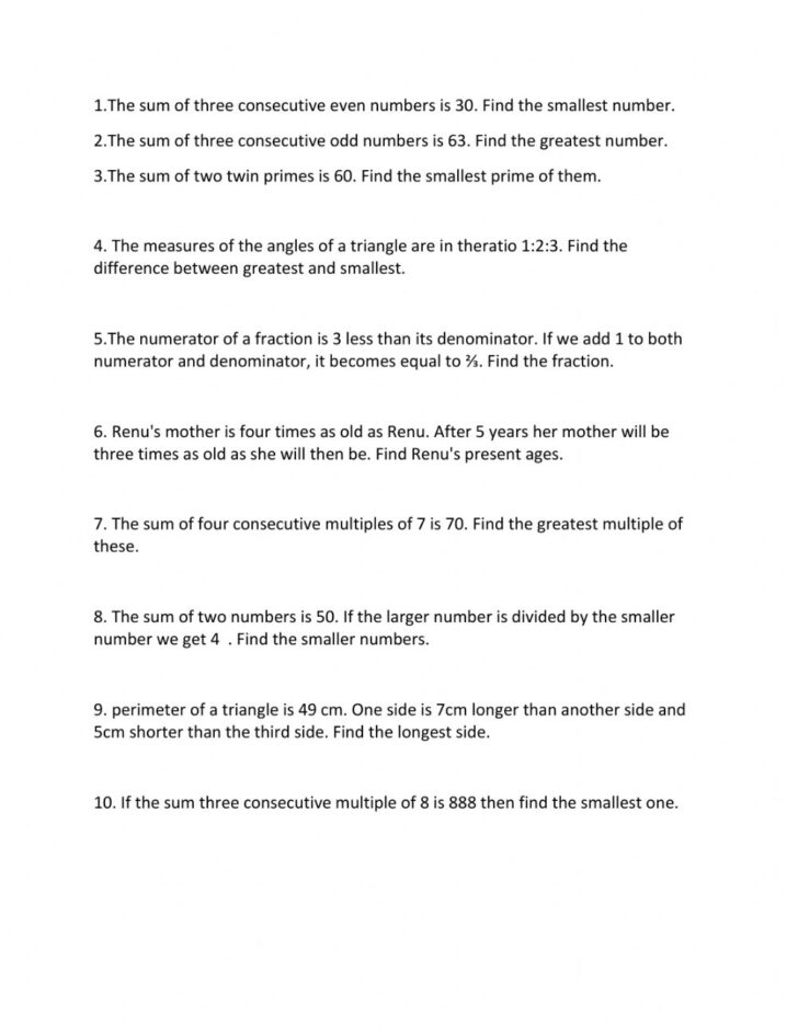 Writing Linear Equations From Word Problems Worksheet - Printable ...