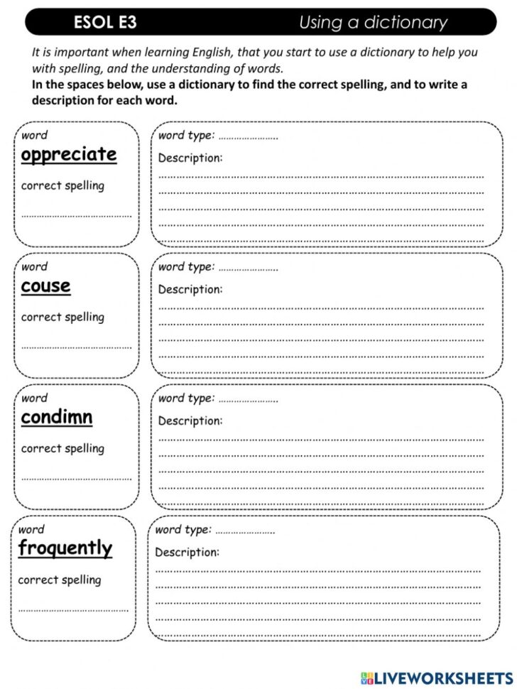 Dictionary Usage Worksheet For Students - Printable Worksheets