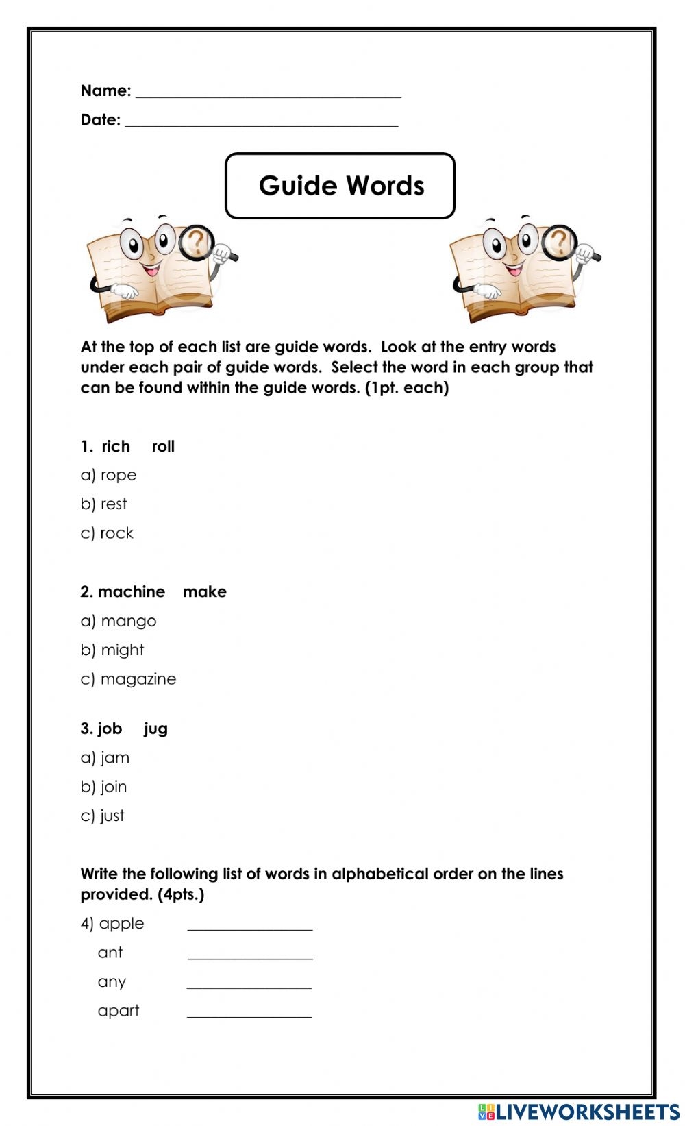 Dictionary Usage Worksheet For Students