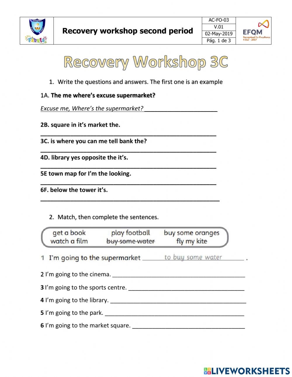 Recovery 3C Worksheet
