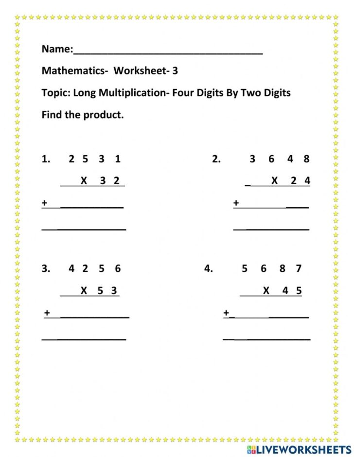 4 Digit By 2 Digit Multiplication Worksheets Printable Worksheets 4 Digit By 2 Digit Multiplication Worksheets Printable Worksheets