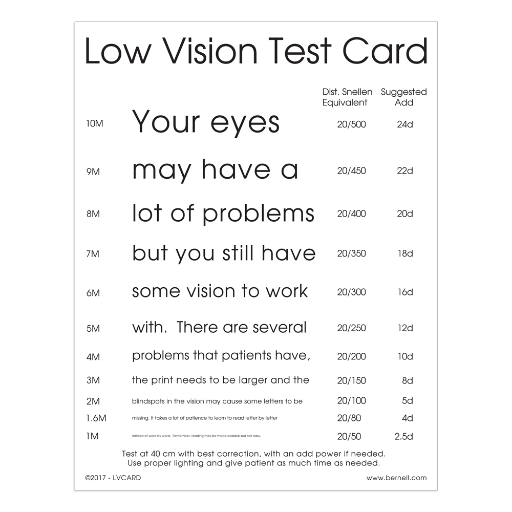 Vision Reading Chart