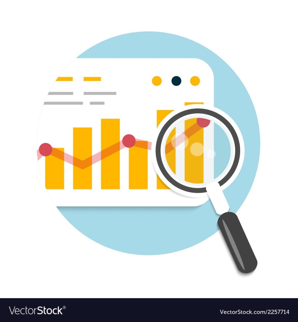 Magnifying Glass And Chart Royalty Free Vector Image