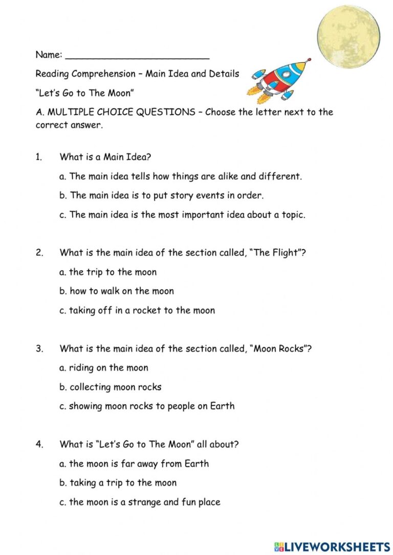 Main Idea Multiple Choice Worksheets - Printable Worksheets