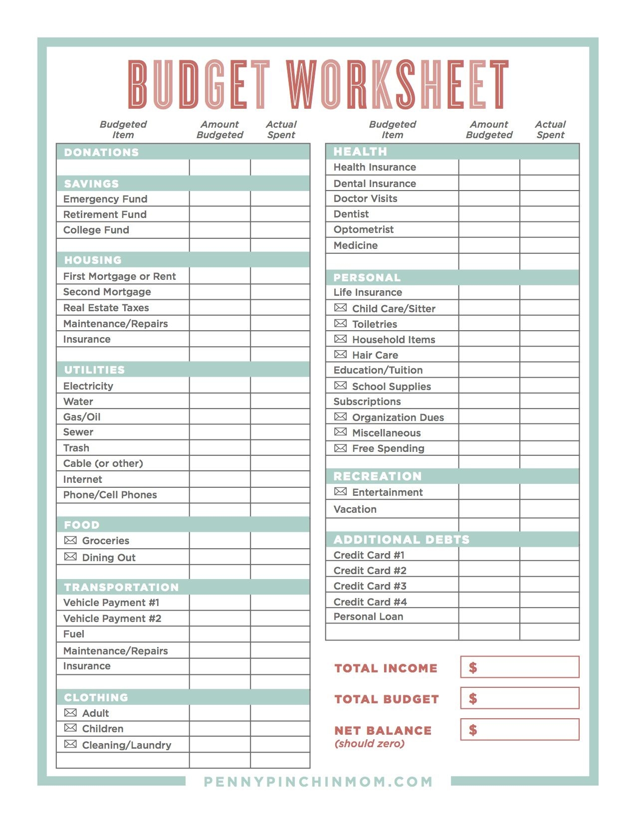 Making A Budget Spreadsheet Budgeting Worksheets Budgeting Money Monthly Budget Template