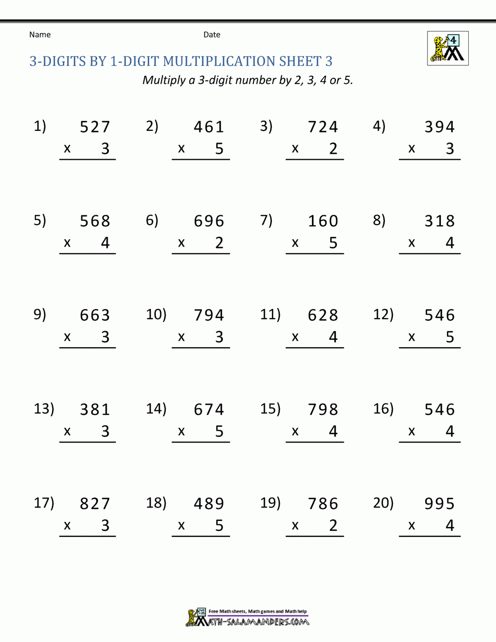 3-digit By 3-digit Multiplication Worksheets Pdf