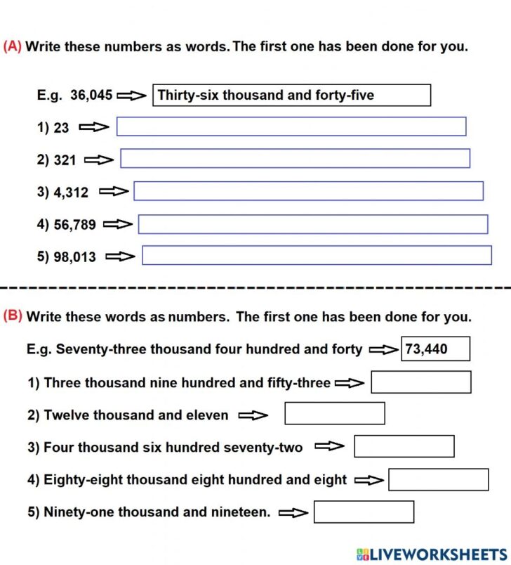 Writing Numbers In Words Worksheets - Printable Worksheets