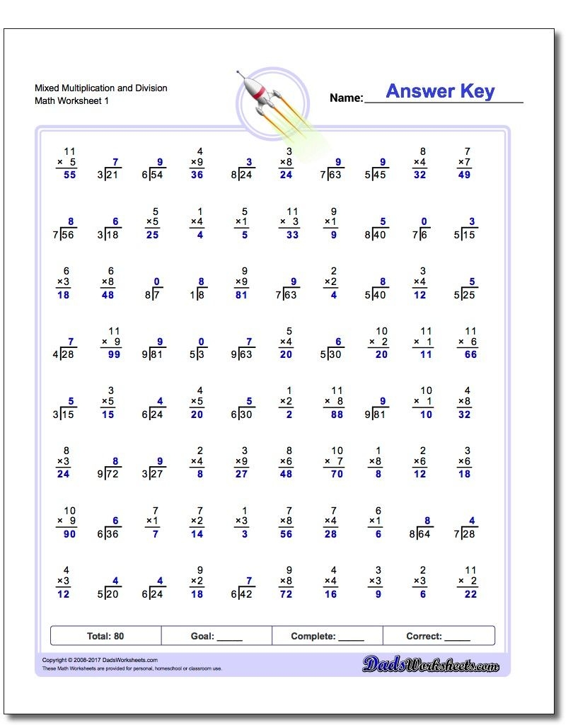 Mixed Division And Multiplication Worksheets