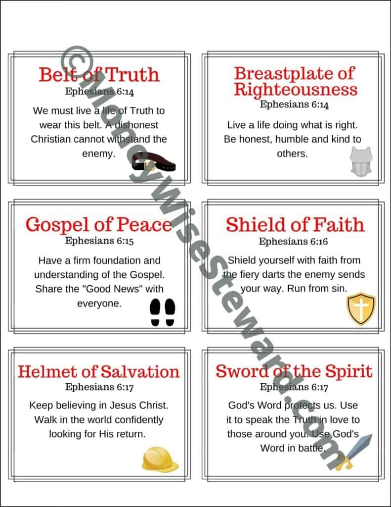 Armor Of God Printable Worksheets