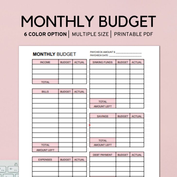 Printable Budgets For Monthly Bills - Printable Worksheets