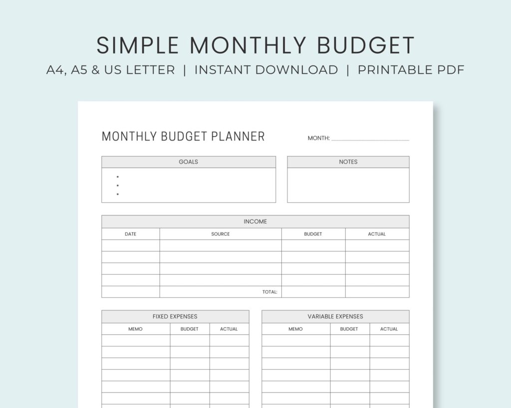 Simple Budget Worksheet For Beginners