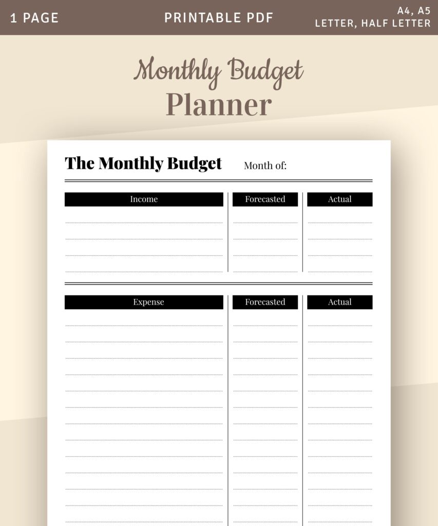 Personal Monthly Budget Template Pdf