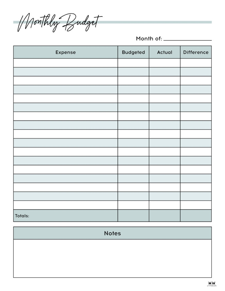 Free Printable Worksheet Budget Sheet
