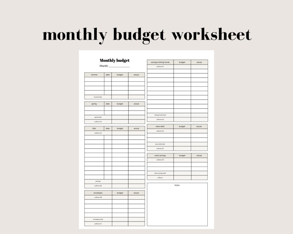 Budget Worksheet Pdf