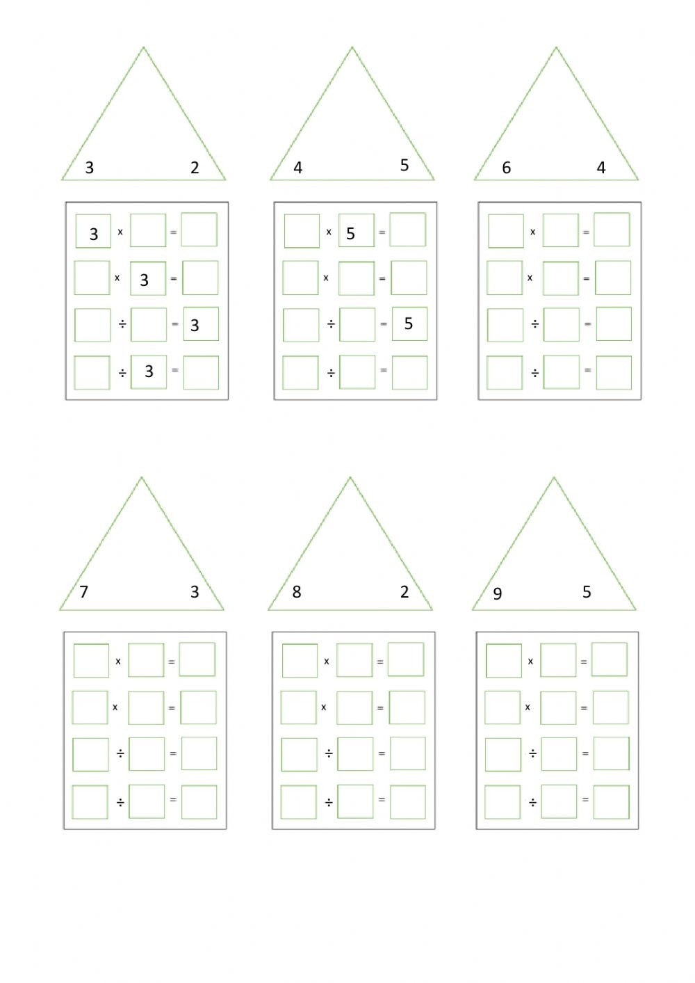 Multiplication And Division Fact Families Worksheets Pdf