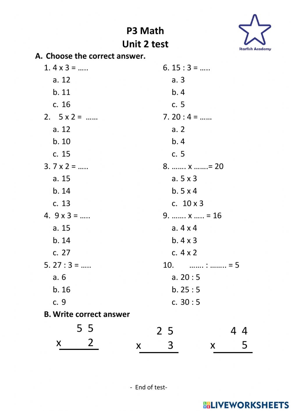 Multiplication And Division Worksheets Pdf