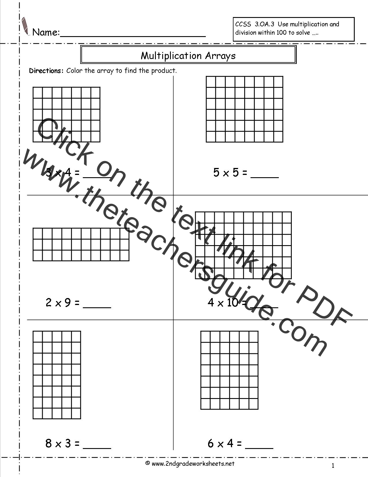 Multiplication Arrays Worksheets Free