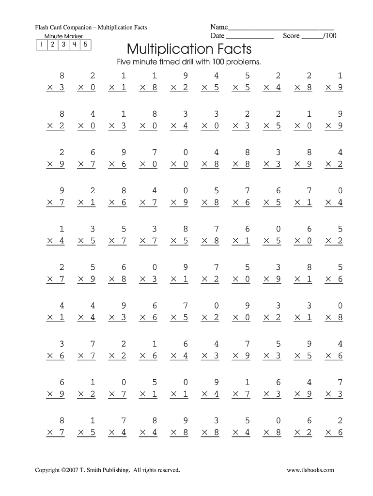 Multiplication Drills Fill Out Sign Online DocHub