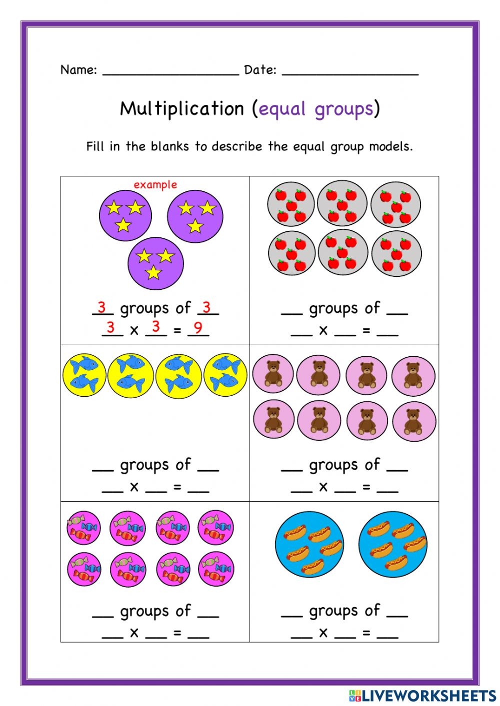 Multiplication equal Groups Worksheet