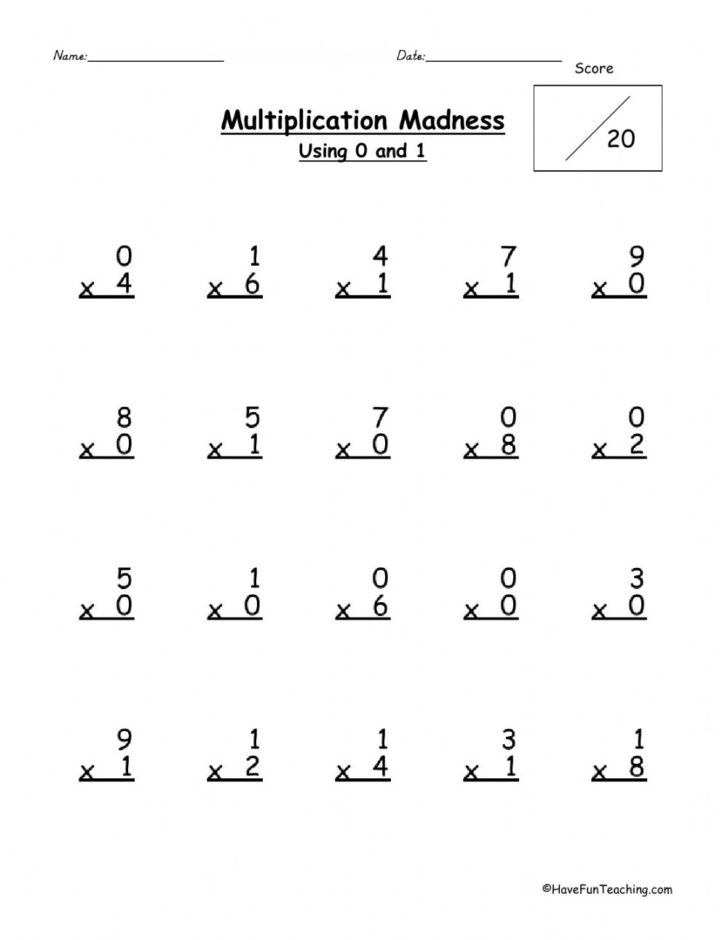 Multiplication By 0 And 1 Worksheets - Printable Worksheets