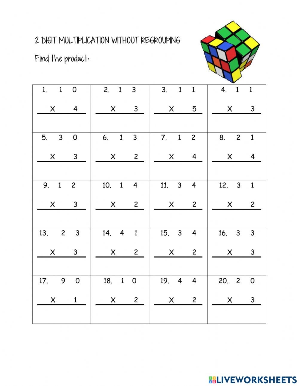 Multiplication For Kids Of Class 1 2 Worksheet