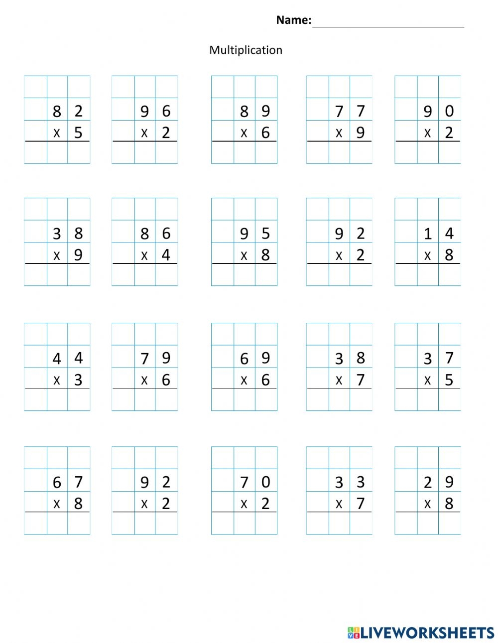 Multiplication Online Exercise For Grade 4