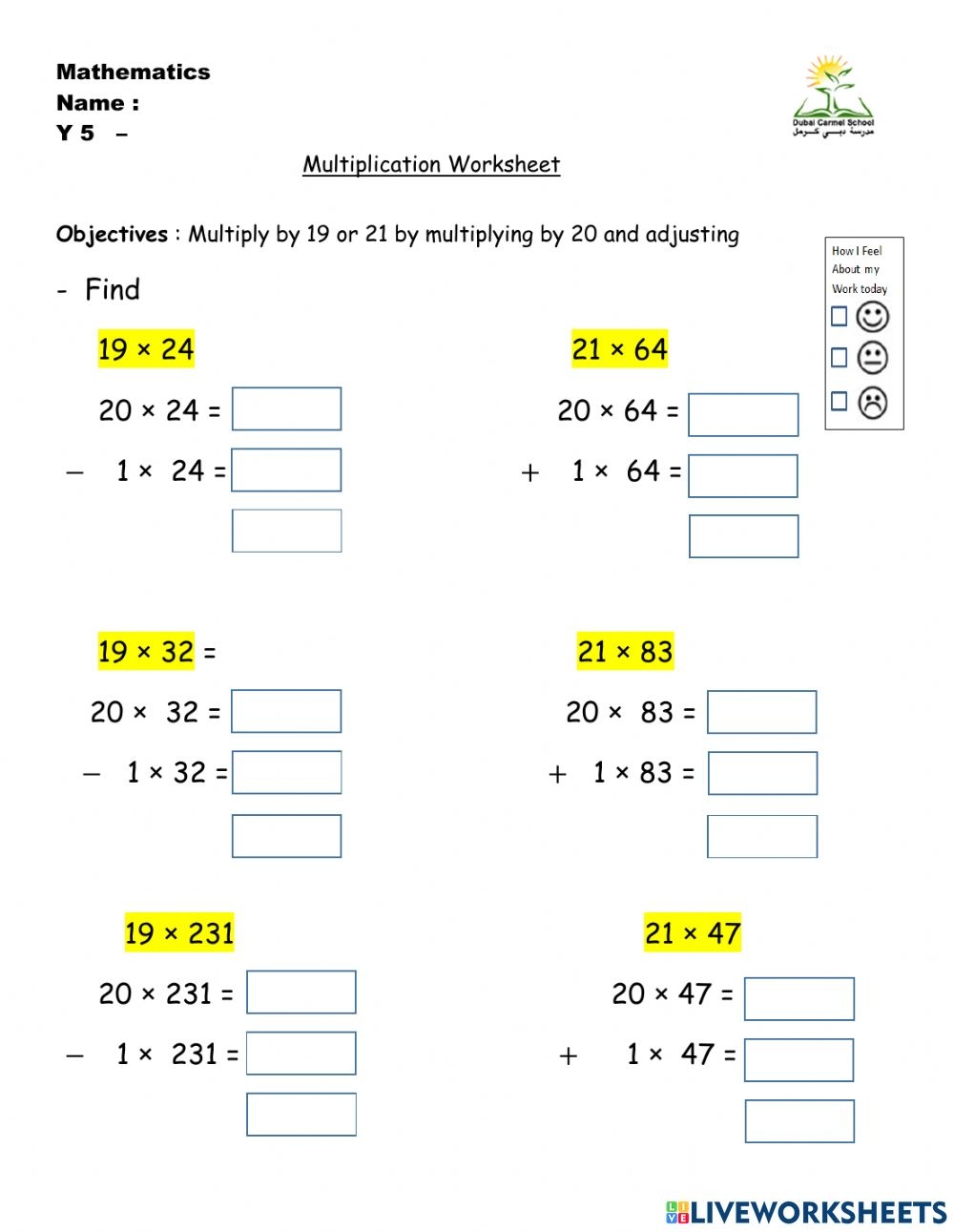 Multiplication Online Exercise For Grade 5
