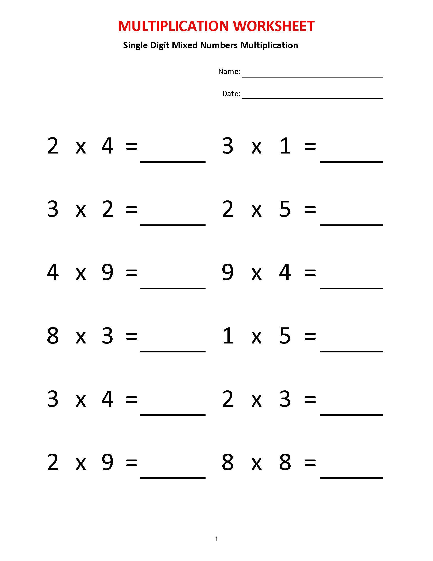 Multiplication Practice Sheets Printable Worksheets Etsy de