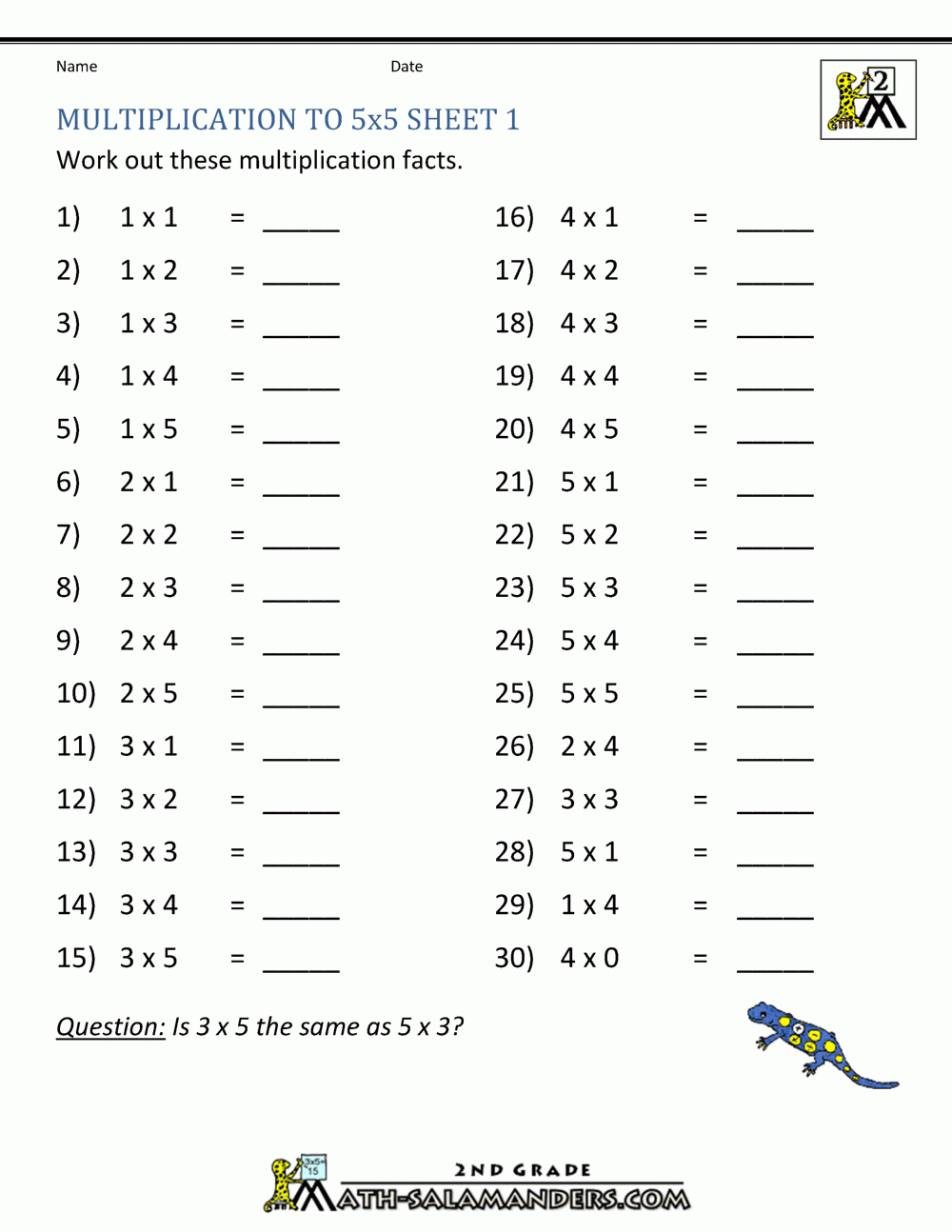 Free Multiplication Practice Test