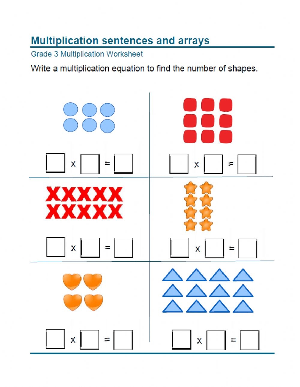 Arrays In Multiplication Worksheets