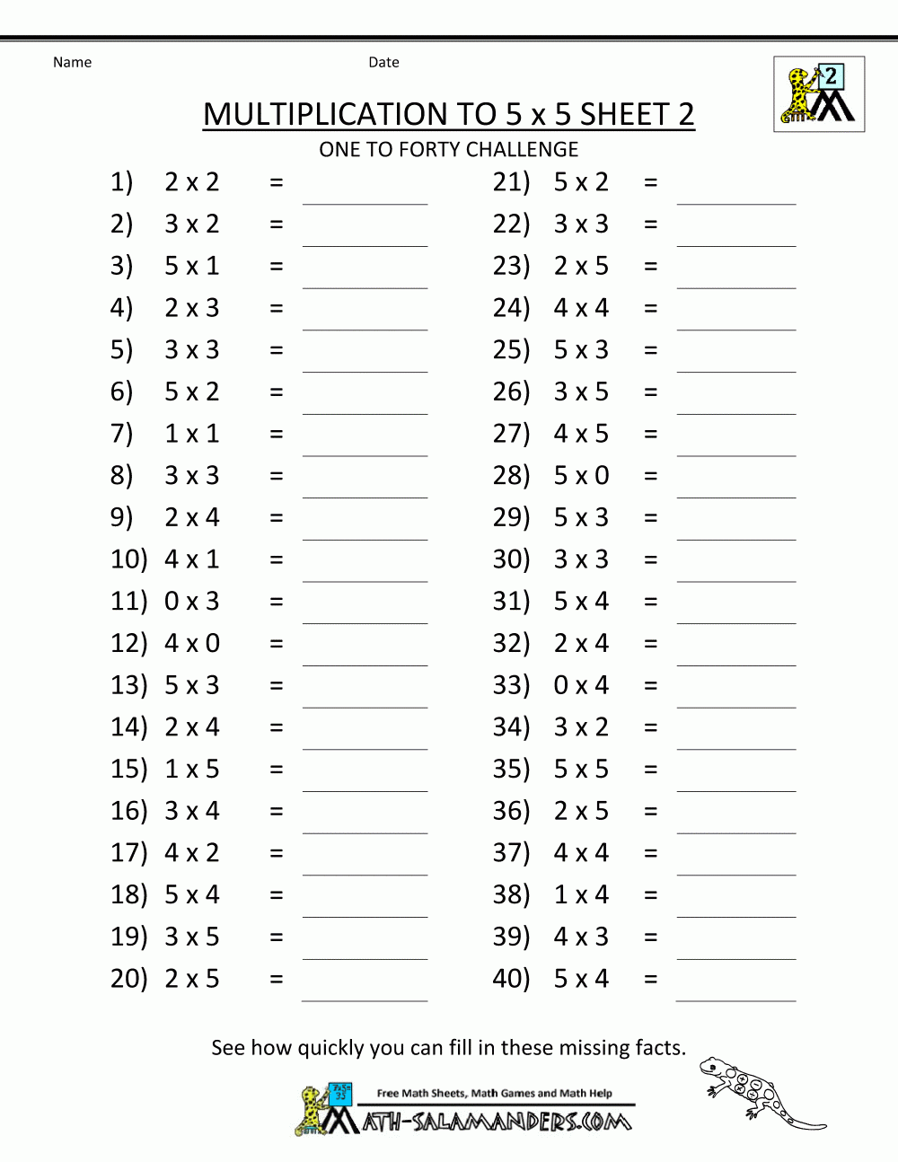 Quick Multiplication Quiz
