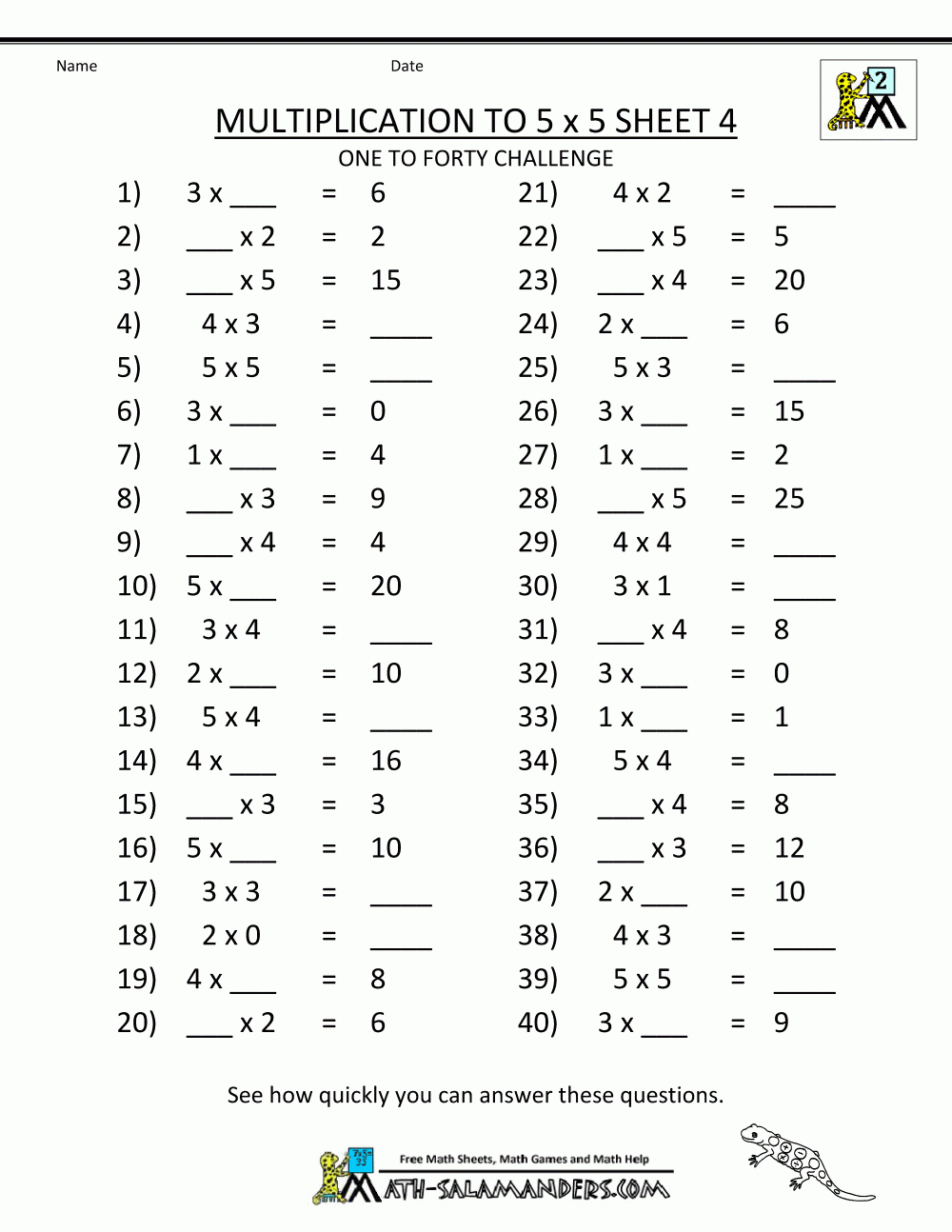 4 And 5 Multiplication Worksheets