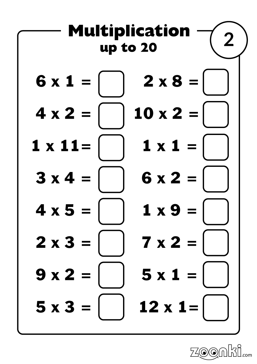 Multiplication Up To 20 Zoonki