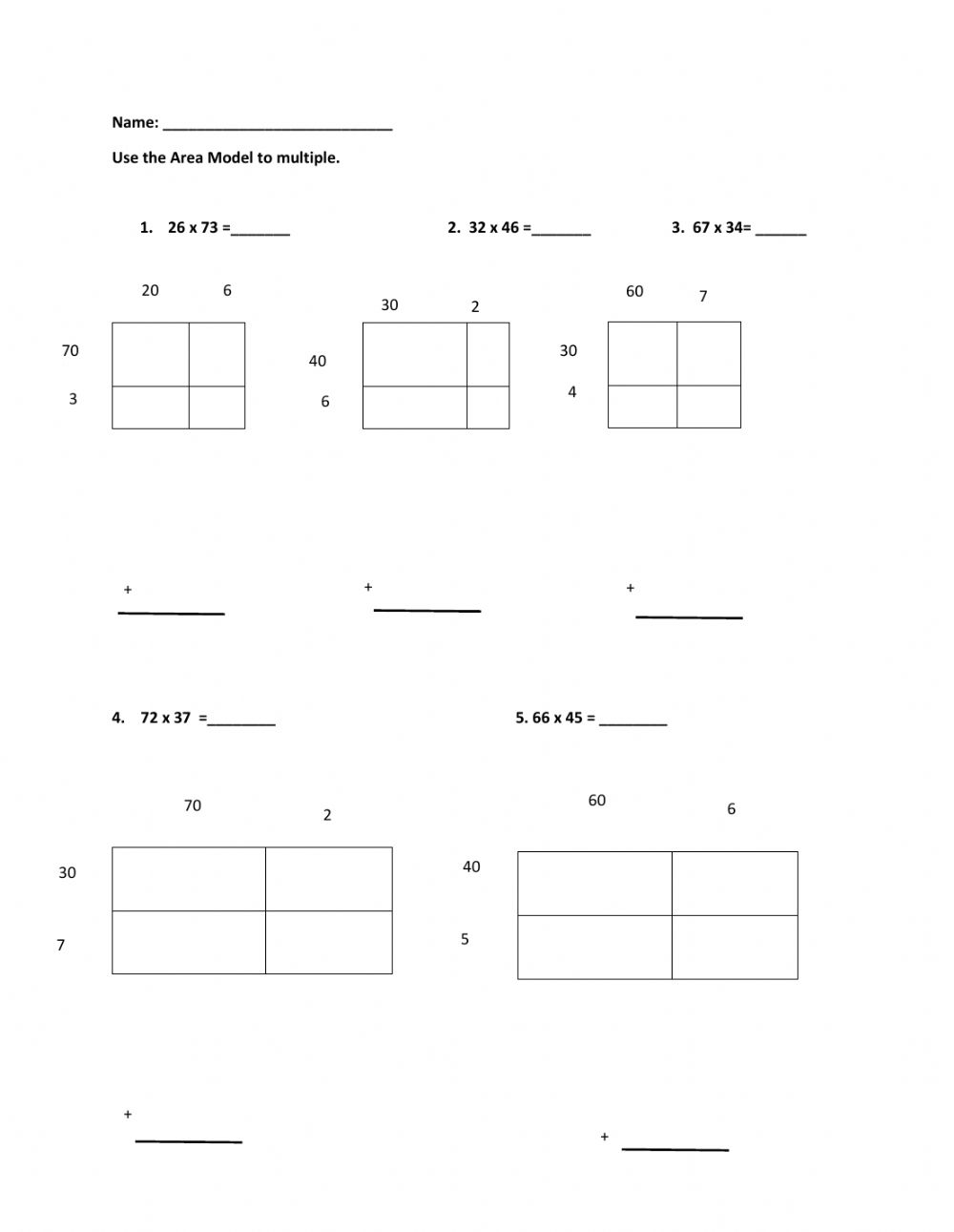 Multiplication With Partial Products Worksheet