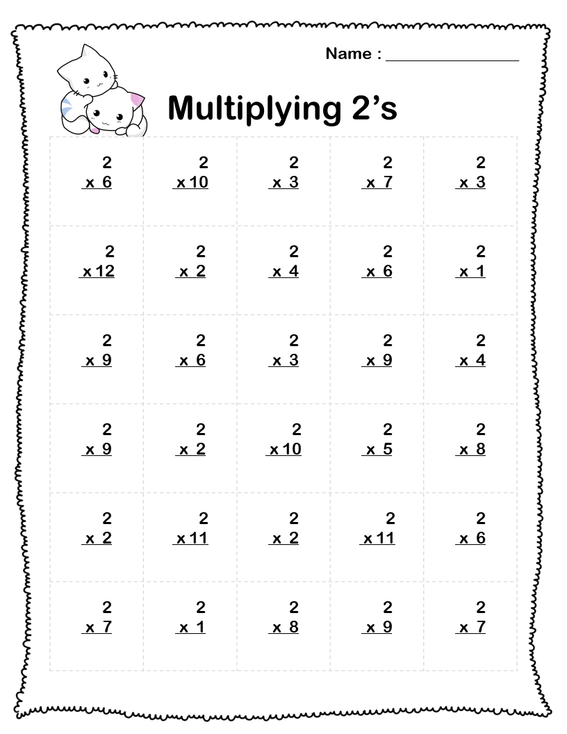 Multiplication By 2 Worksheets Pdf