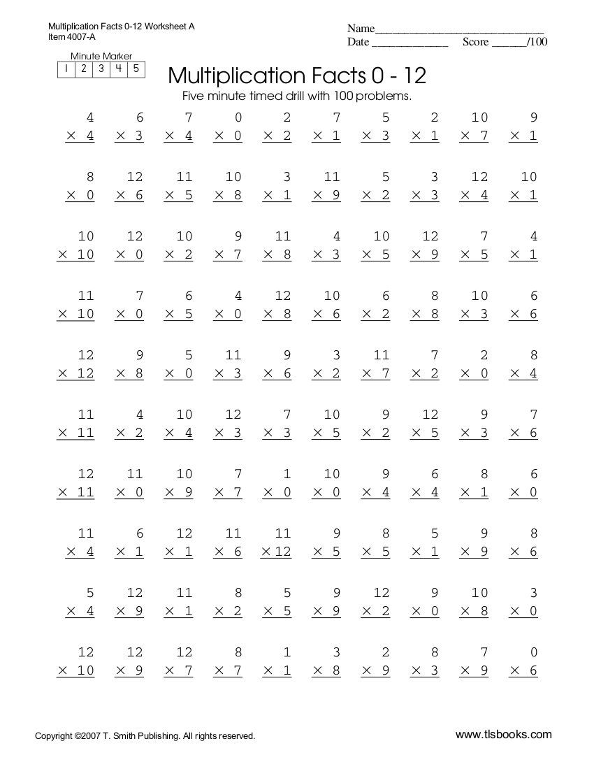 Multiplication Worksheets 8 Examples Format Pdf Examples