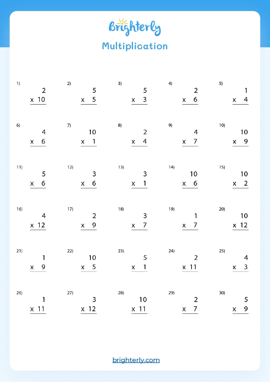 3rd Grade Multiplication Worksheets Pdf