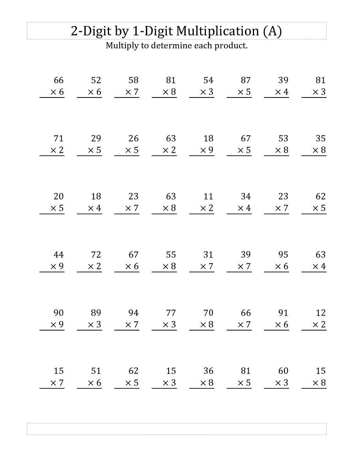 Free Multiplication Worksheets Grade 5