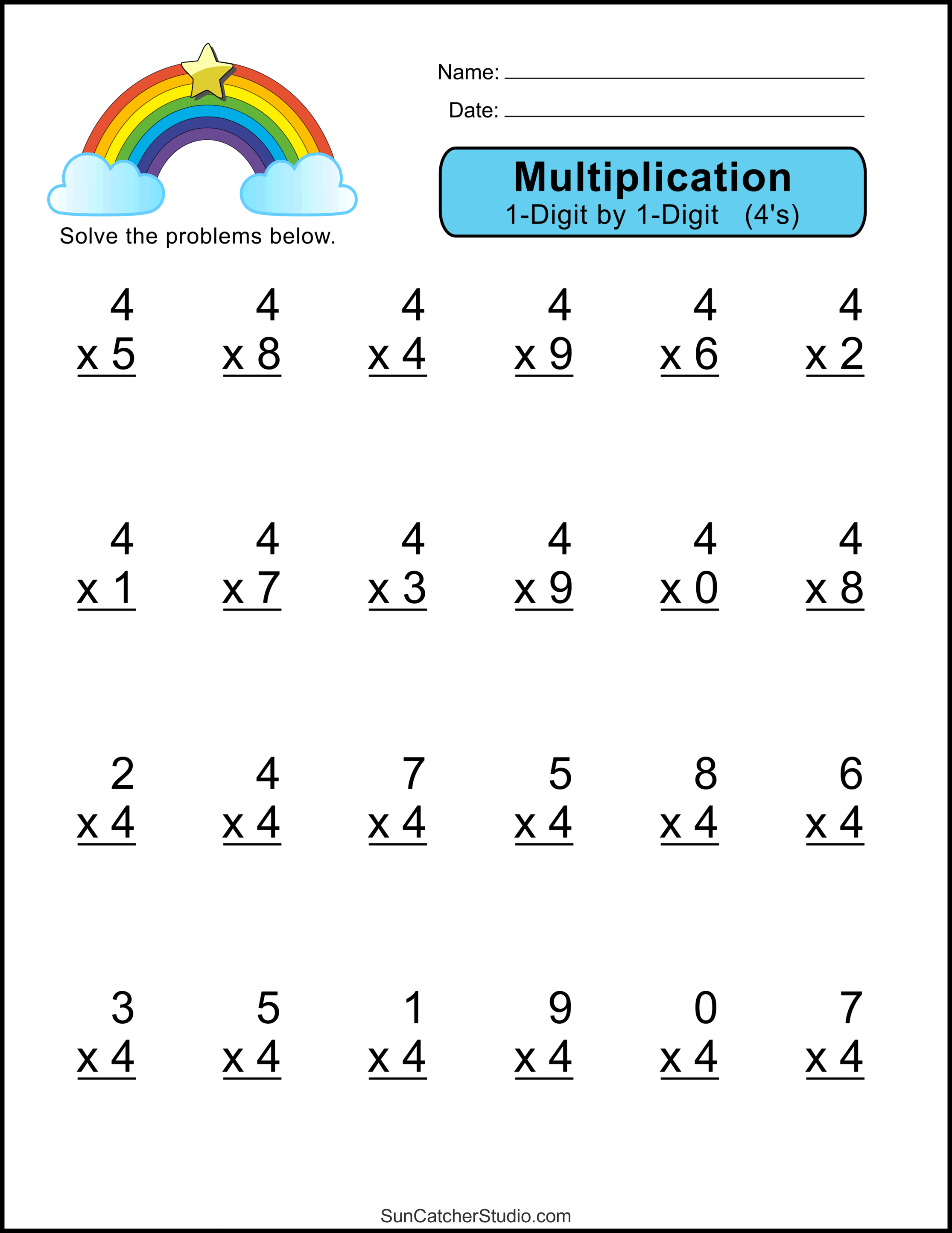 Multiplication Fact Worksheets Pdf