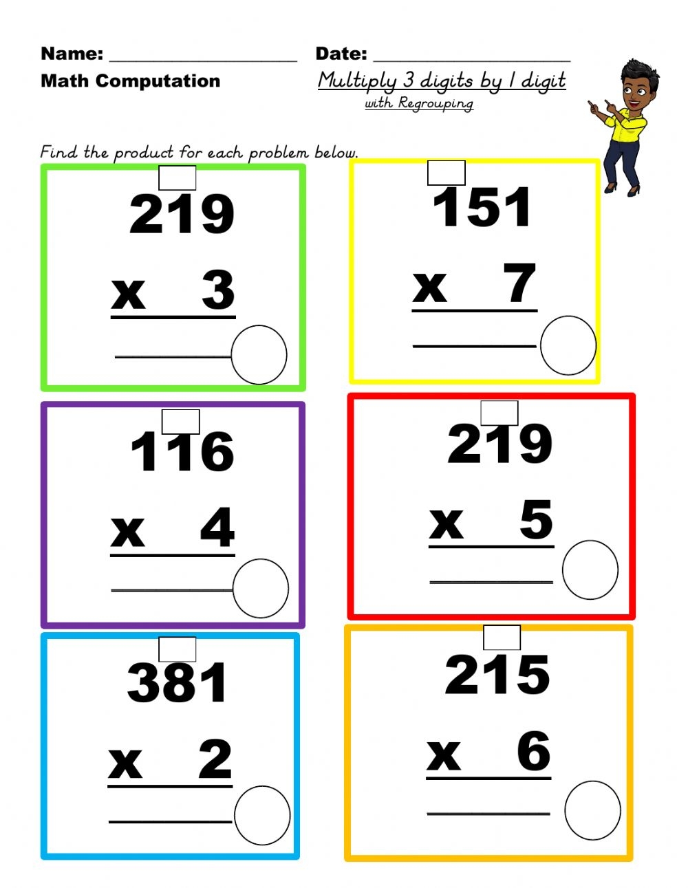 Multiplication Three Digit By One Digit Worksheets