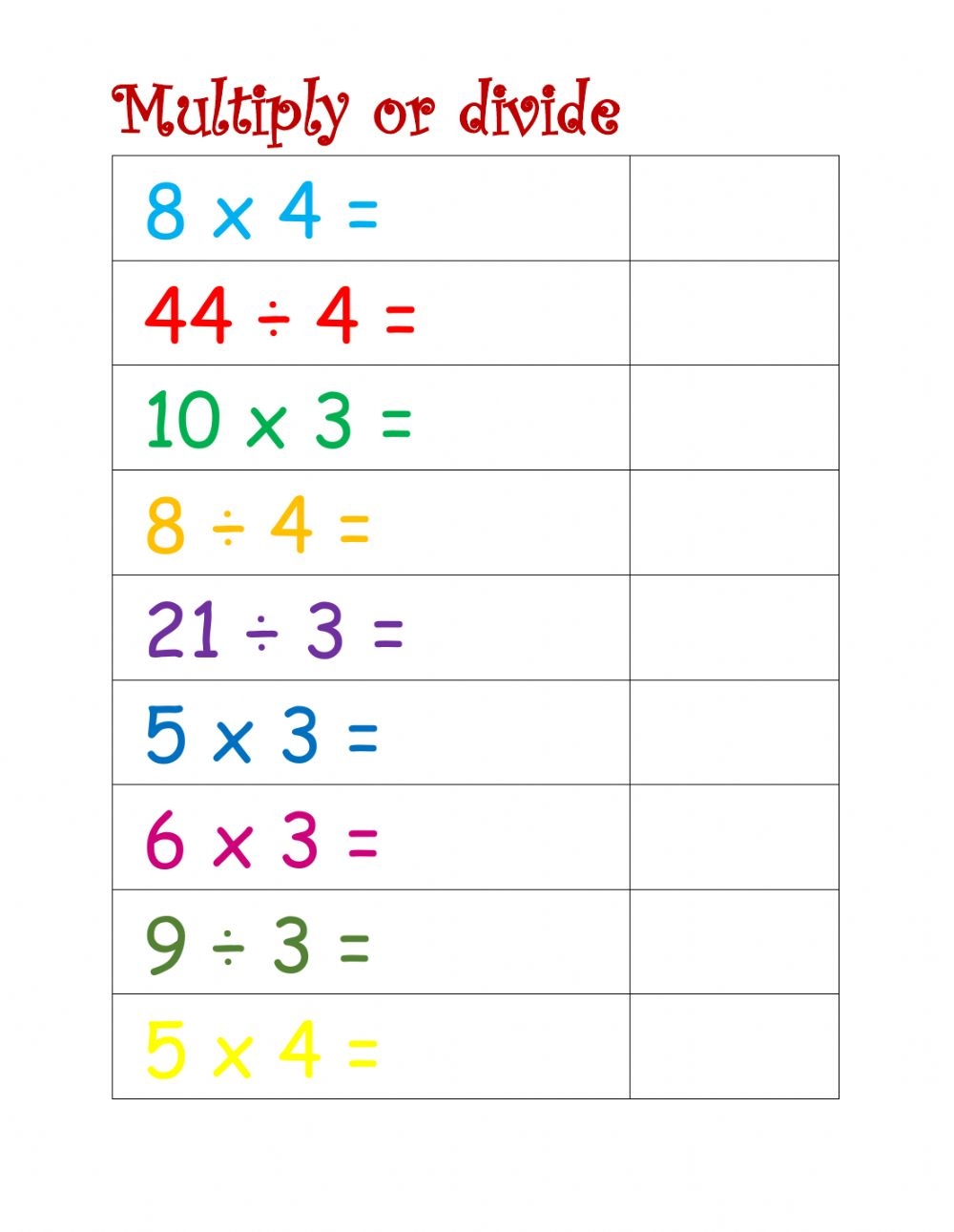 Multiplication 3 And 4 Worksheets