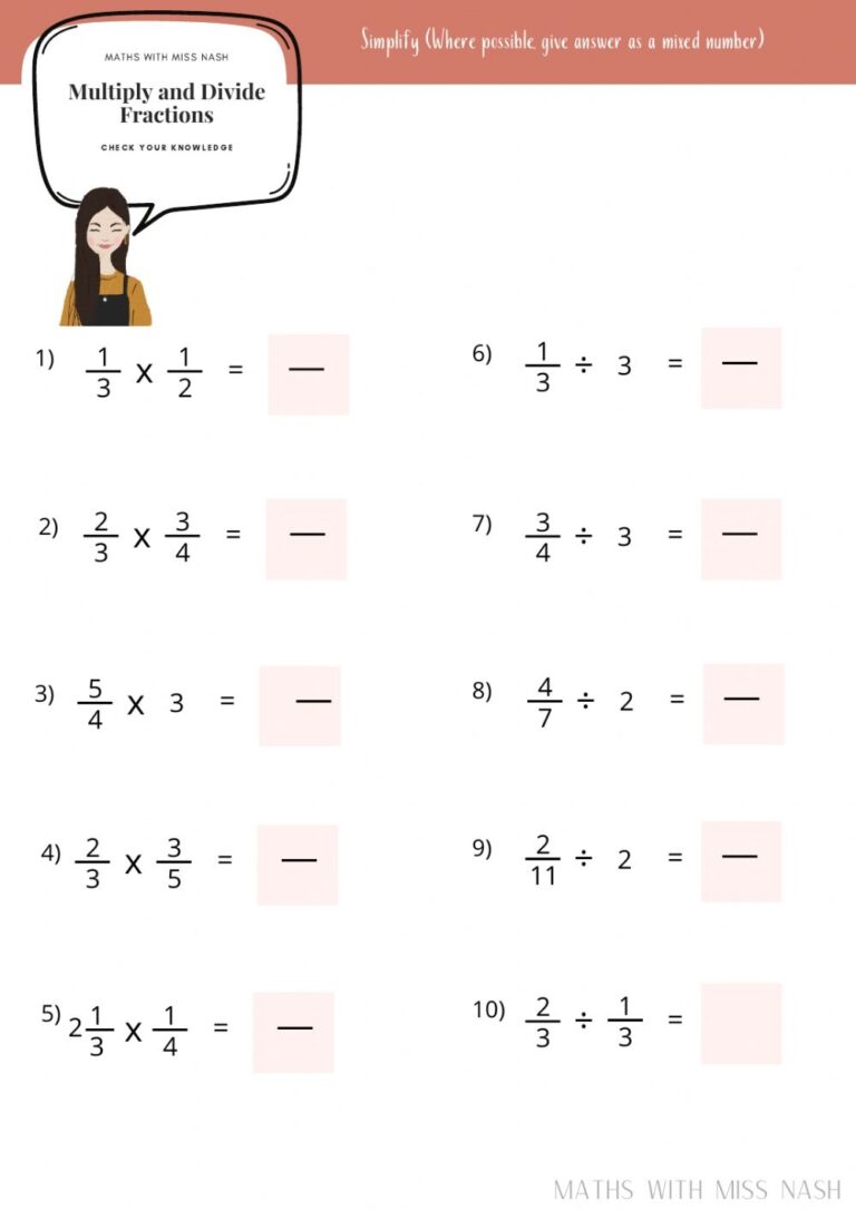 Multiplication And Division Of Fractions Worksheets - Printable Worksheets