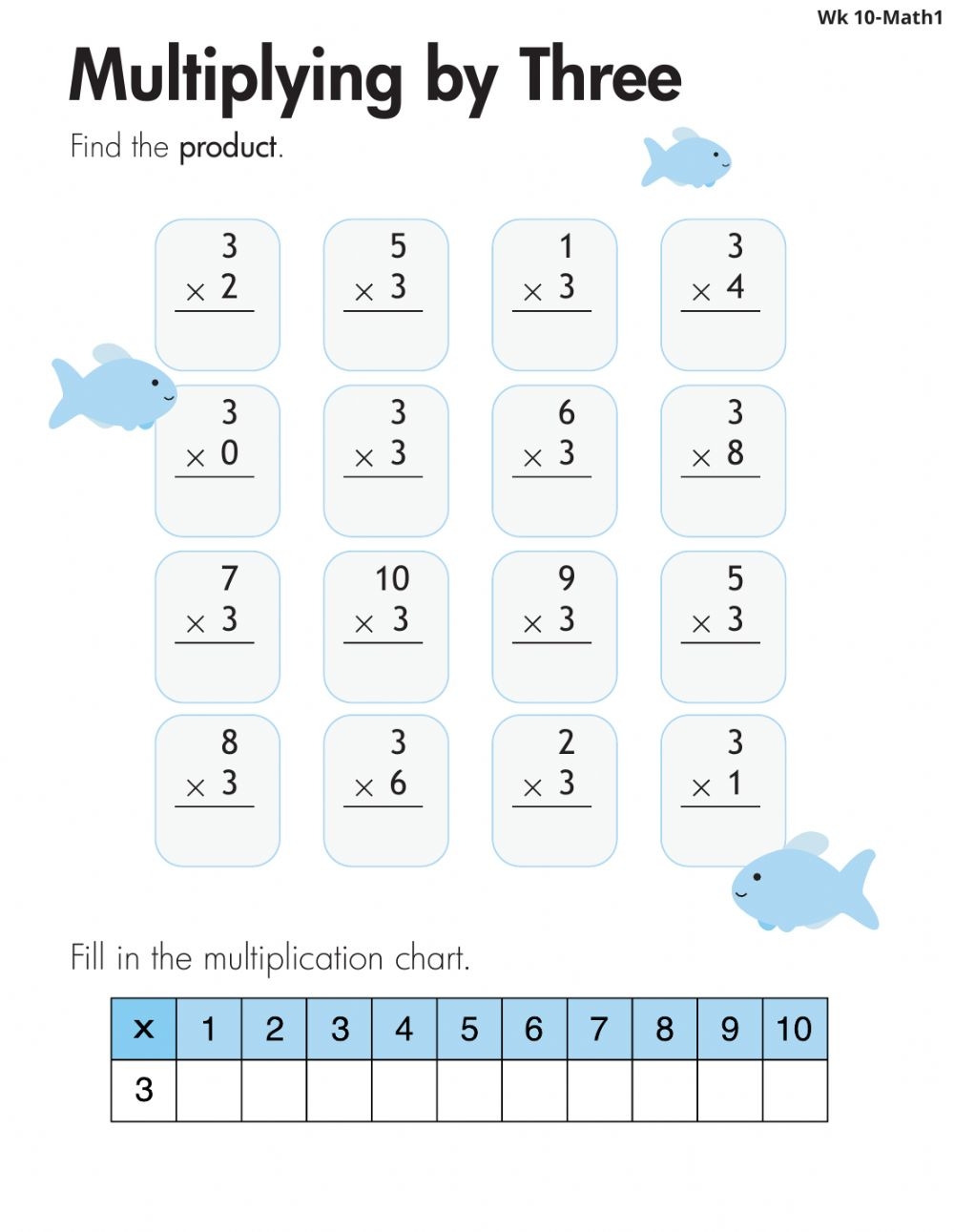 Multiply By 3 Interactive Worksheet