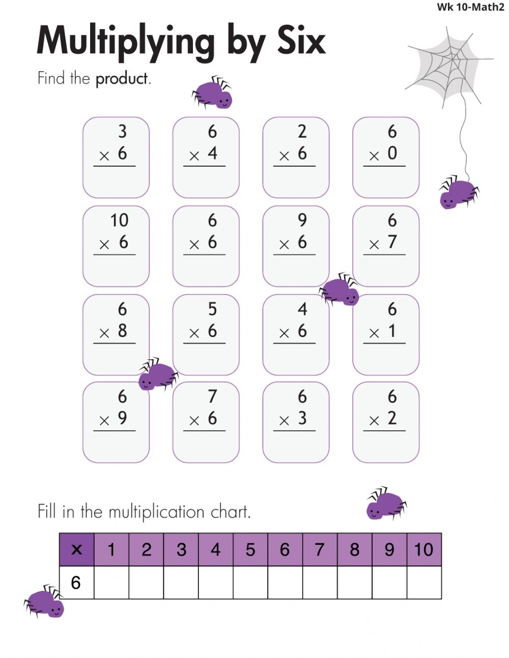 Multiply By 6 Interactive Worksheet