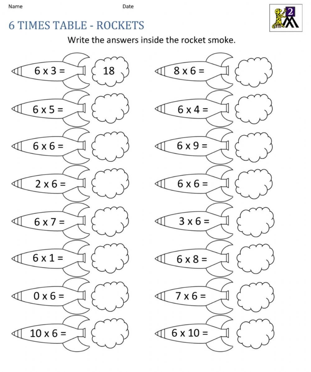 Multiply By 6 Worksheet