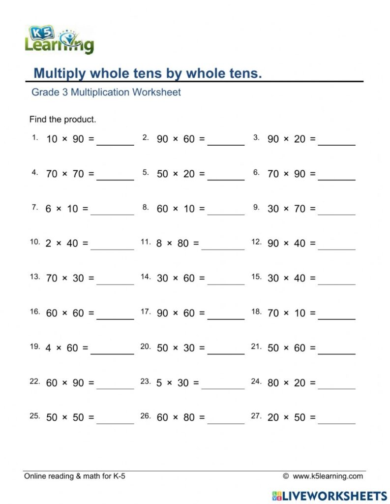 Multiplication By Tens Worksheets - Printable Worksheets