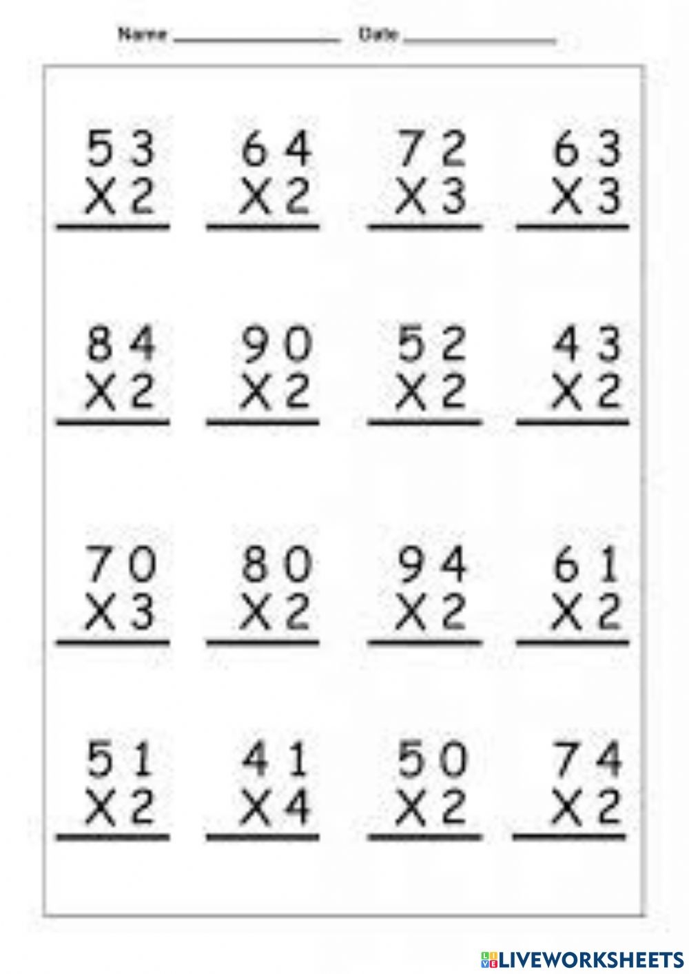 Multiplication Practice For Grade 4