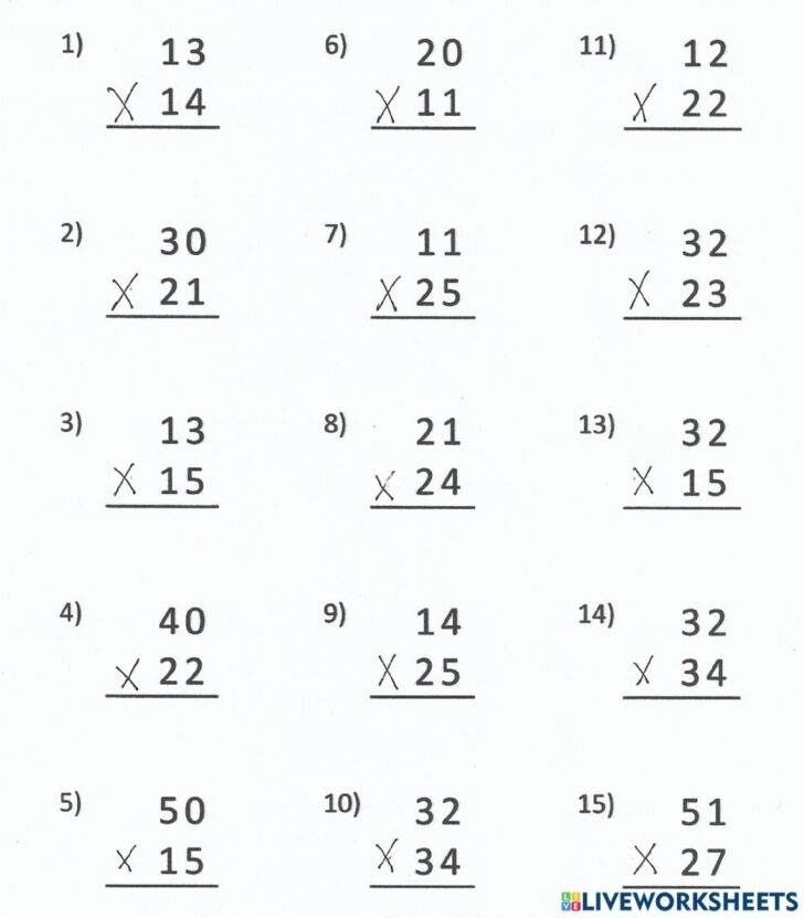 Multiplication By 2 Digit Numbers Worksheets - Printable Worksheets