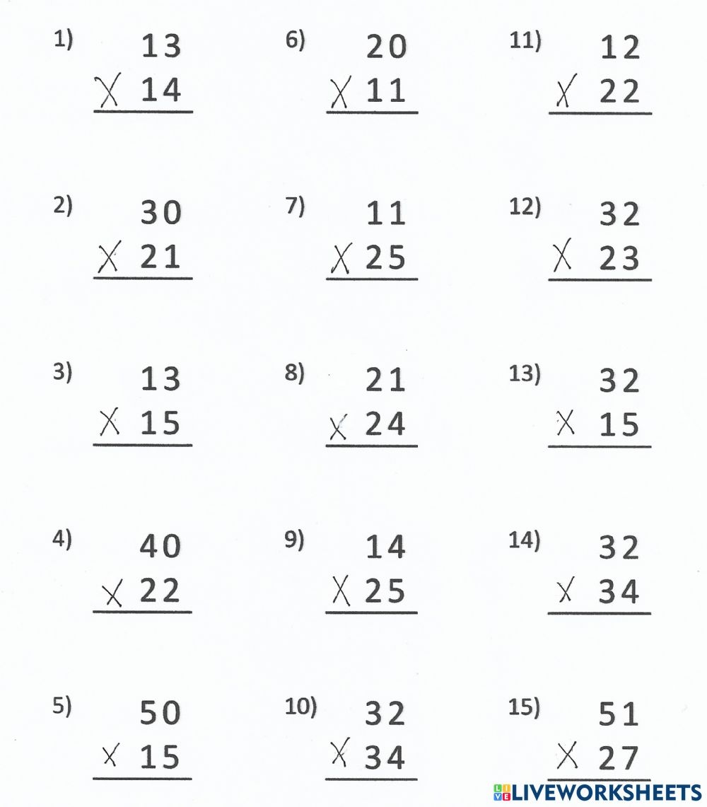 2 Digit Multiplication Worksheets